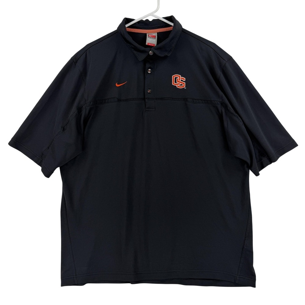 Oregon State Beavers Polo Shirt Mens XL Black NCAA Football Nike Fit Dry